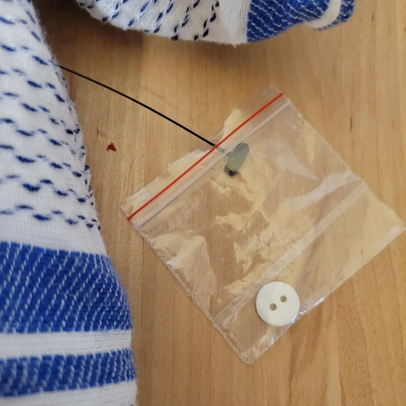 Lost + Wander Bora Bora Dress Button Front Blue Stripe Ruffle Sleeve Large - Picture 9 of 11